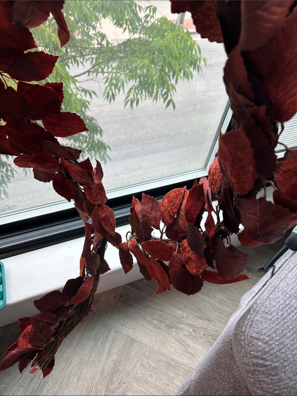 Decorative Fall Leaf Garland in Rich Rust Red - Picture 3 of 4